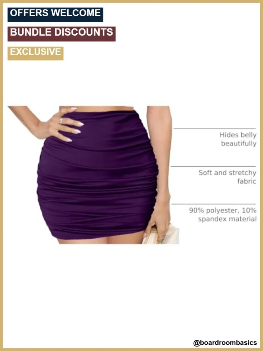 Ruched Bodycon Double Layer Mini Skirt Adjustable Length